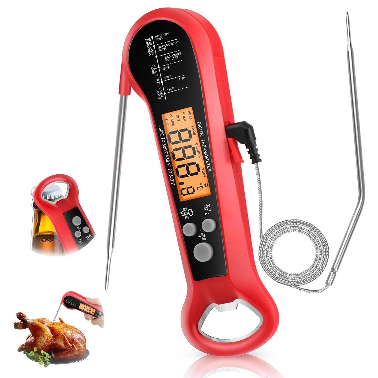 Instant Read Thermometer - Professional Digital Meat Thermometer Waterproof with