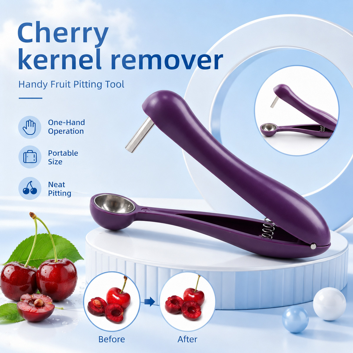 Cherry Pitter Tool - Cherry Kernel Remover Handheld Cherry Pitter