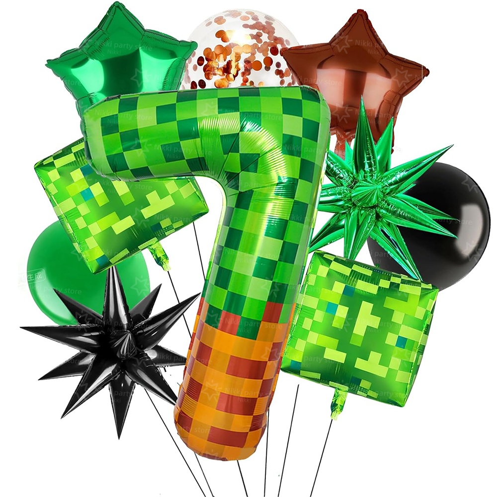 Kitchen Gadgets Videos - Pixel Miner Number Foil Balloon Green