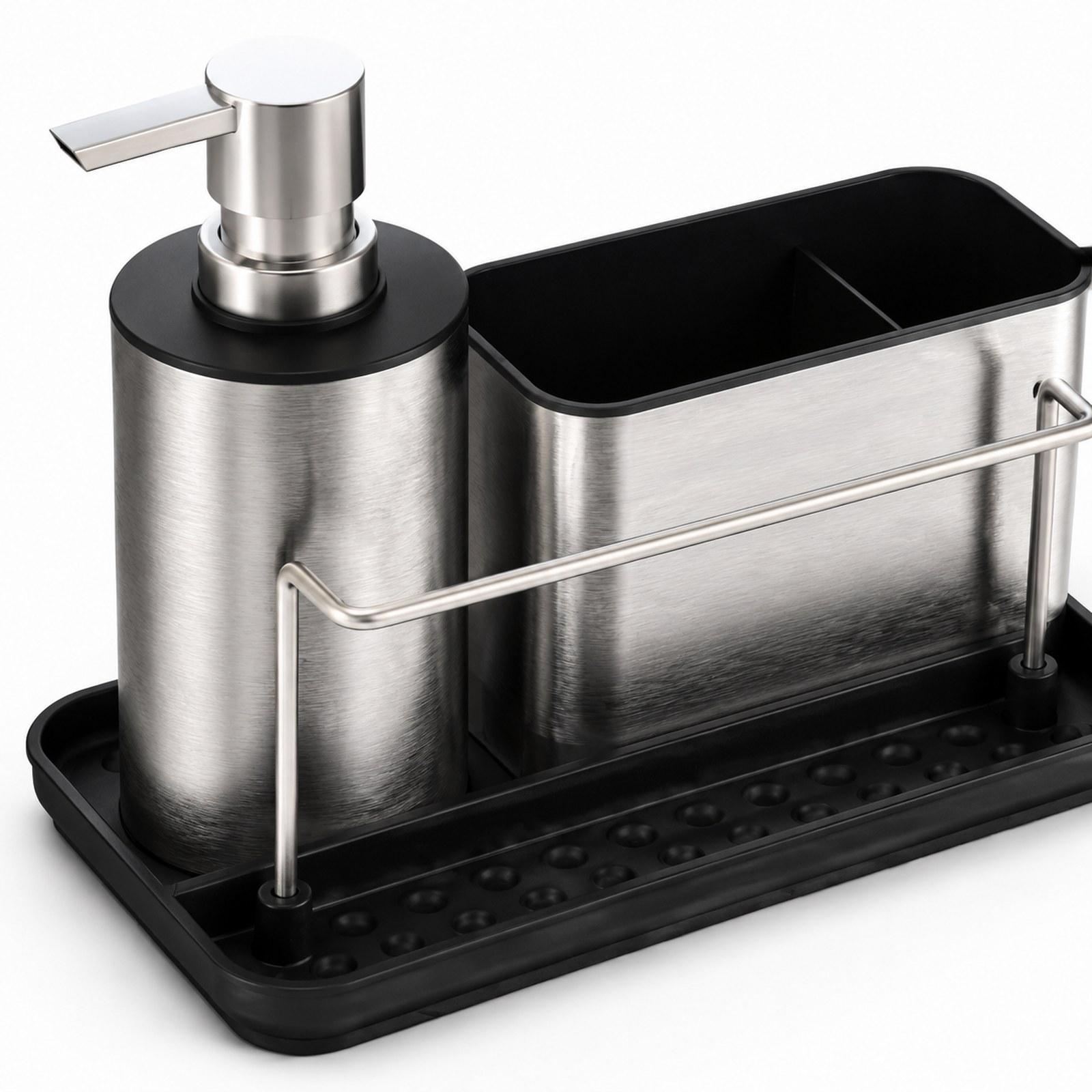 Kitchen Soap Dispenser Set Bru - đánh giá và giá Kitchen Gadgets Dispenser Brush Holder