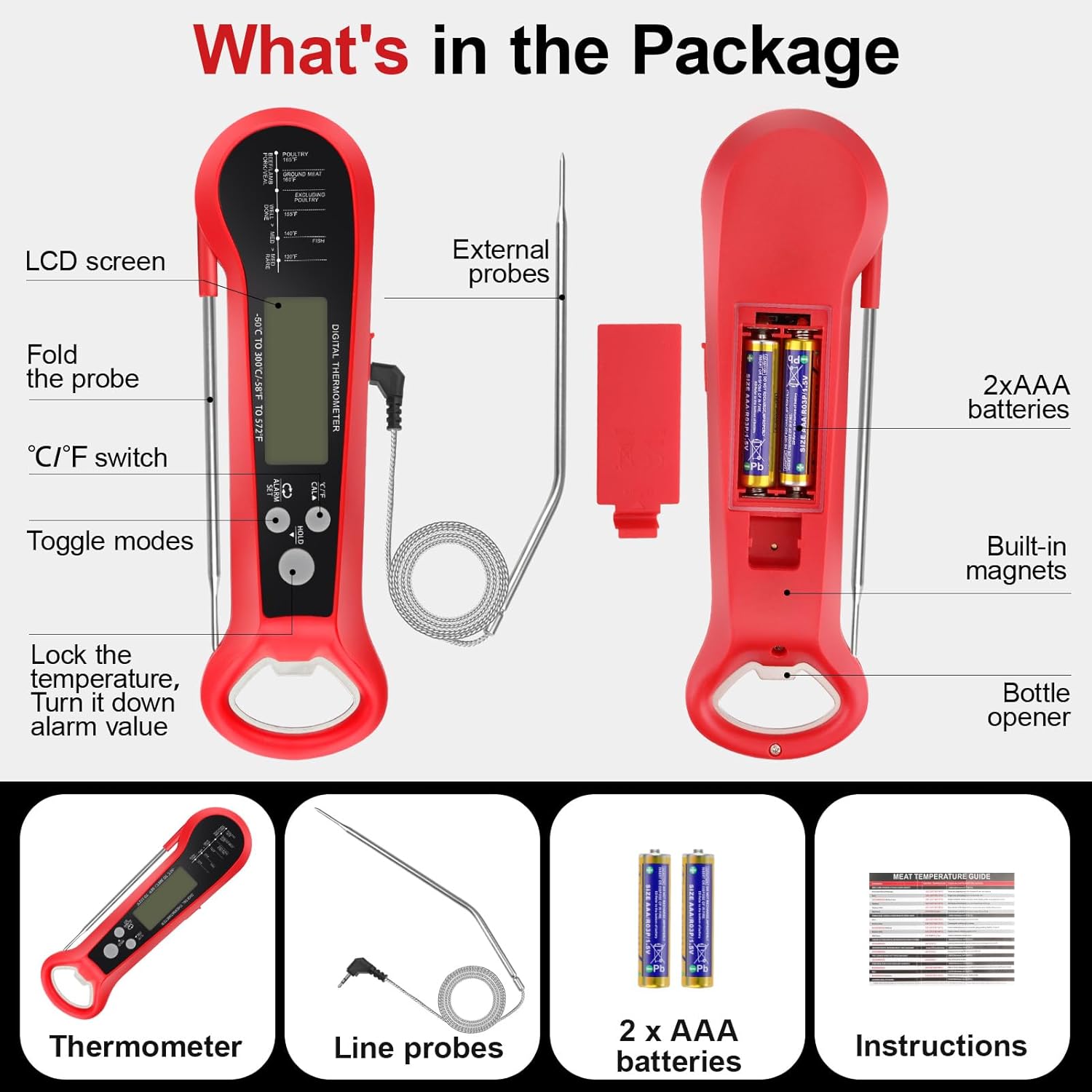 Long Cable Professional Meat T - đánh giá và giá Instant Read Thermometer